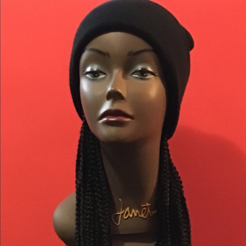 Black beanie custom hat wig